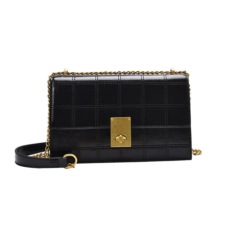 Plaid Quilted Women's Shoulder Bag Chain Handbag Small Flap Crossbody Bag