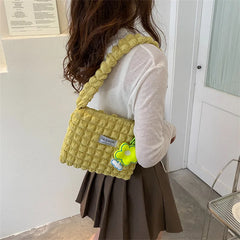 Plaid Quilted Women's Shoulder Bag Flower Crossbody Bag