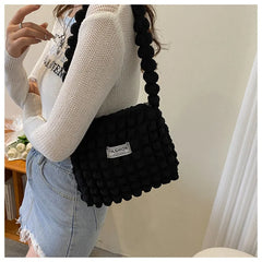 Plaid Quilted Women's Shoulder Bag Flower Crossbody Bag