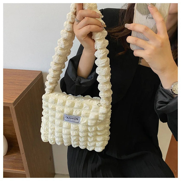 Plaid Quilted Women's Shoulder Bag Flower Crossbody Bag