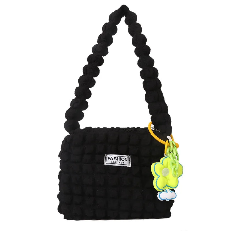 Plaid Quilted Women's Shoulder Bag Flower Crossbody Bag
