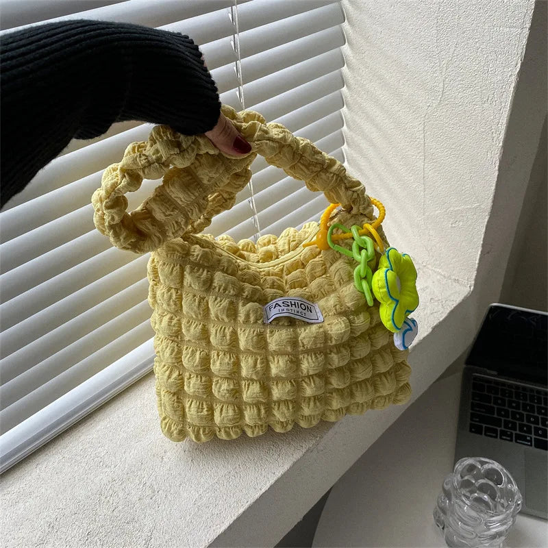 Plaid Quilted Women's Shoulder Bag Flower Crossbody Bag