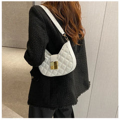 Plaid Quilted Women's Crossbody Bag Lock Handbag