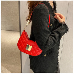 Plaid Quilted Women's Crossbody Bag Lock Handbag