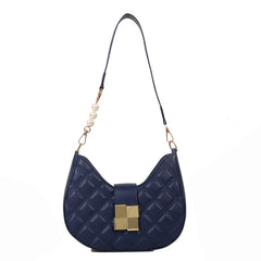 Plaid Quilted Women's Crossbody Bag Lock Handbag