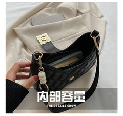 Plaid Quilted Women's Crossbody Bag Lock Handbag