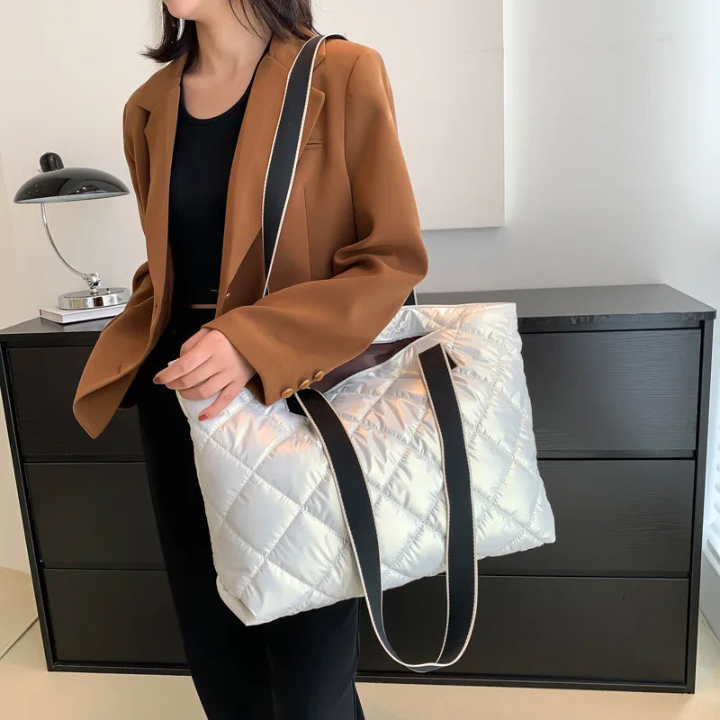 Plaid Quilted Women's Shoulder Bag Crossbody Large Handbag