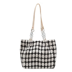 Plaid Quilted Women's Shoulder Bag Wool Crossbody Bag Handbag