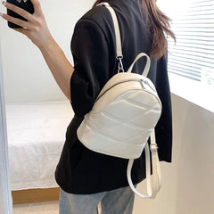 Plaid Quilted Women's Backpack School Bag Travel Bag