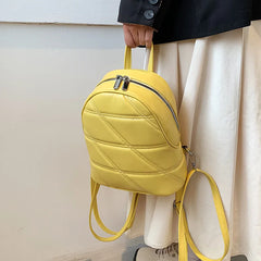 Plaid Quilted Women's Backpack School Bag Travel Bag