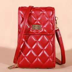 Small Crossbody Phone Bag Women's Diamond Pu Leather Female Shoulder Purses