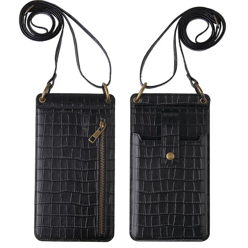 Small Shoulder Phone Bag Stone Pattern PU Leather Crossbody Messenger Bag