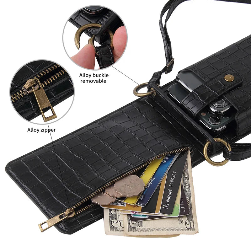 Small Shoulder Phone Bag Stone Pattern PU Leather Crossbody Messenger Bag