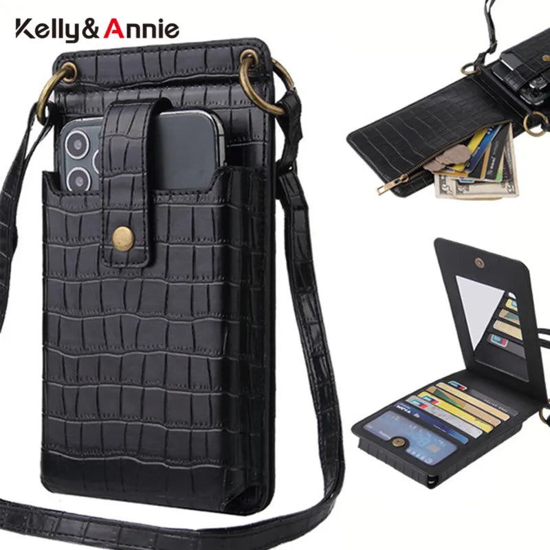 Small Shoulder Phone Bag Stone Pattern PU Leather Crossbody Messenger Bag