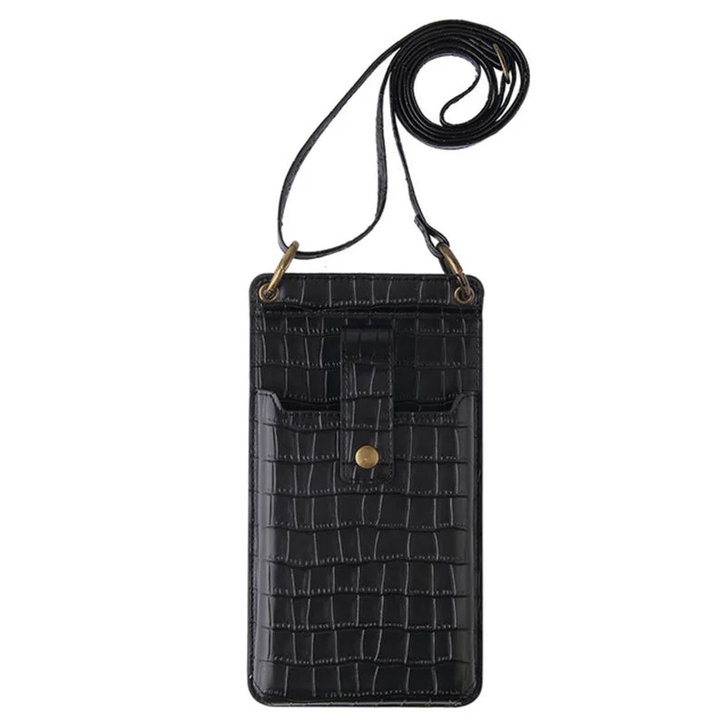 Small Shoulder Phone Bag Stone Pattern PU Leather Crossbody Messenger Bag