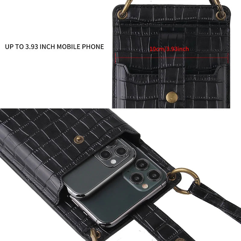 Small Shoulder Phone Bag Stone Pattern PU Leather Crossbody Messenger Bag