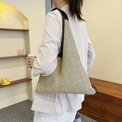 Straw Women's Crossbody Bag Half Moon Handbag