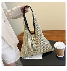 Straw Women's Crossbody Bag Half Moon Handbag
