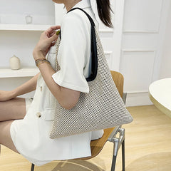 Straw Women's Crossbody Bag Half Moon Handbag