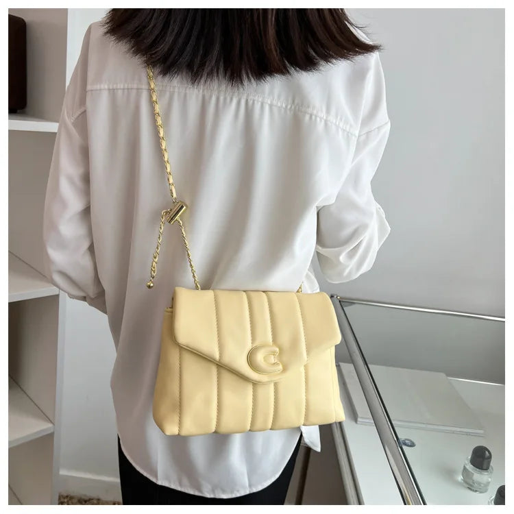 Stripe Printed Women's Shoulder Bag Chain Crossbody Flap Handbag