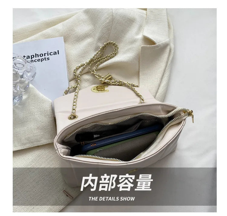 Stripe Printed Women's Shoulder Bag Chain Crossbody Flap Handbag