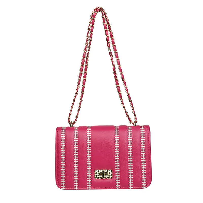 Stripe Printed Women's Shoulder Bag Chain Crossbody Bag