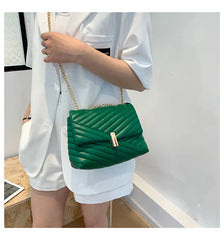 Stripe Printed Women's Chain Crossbody Bag