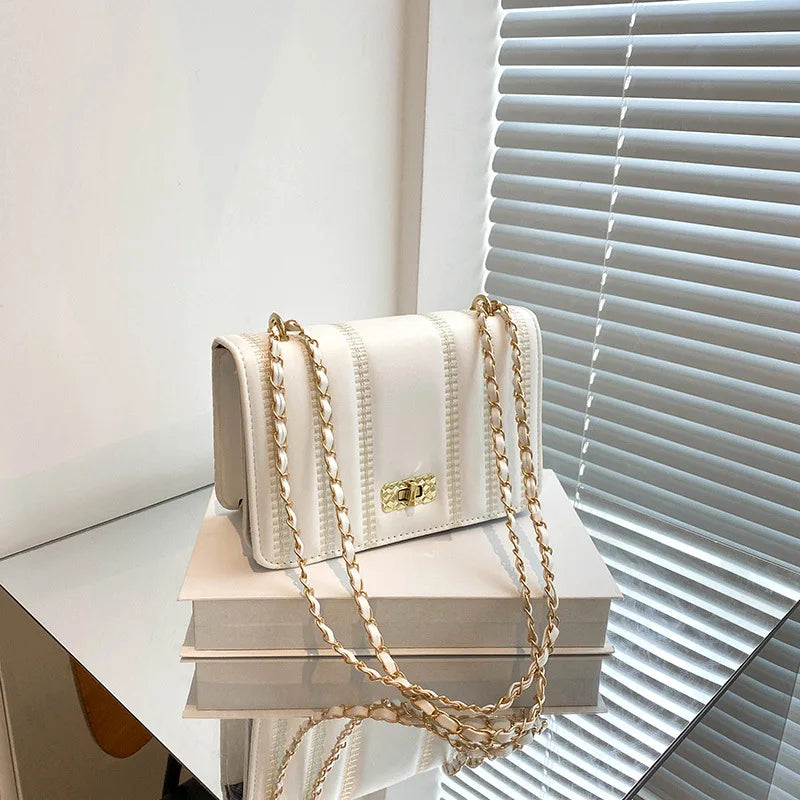 Stripe Printed Women's Shoulder Bag Chain Crossbody Bag