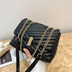 Stripe Printed Women's Chain Crossbody Bag