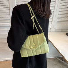 Stripe Printed Women's Shoulder Bag Chain Crossbody Flap Handbag
