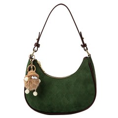 Suede Half Moon Crossbody Bag for Women