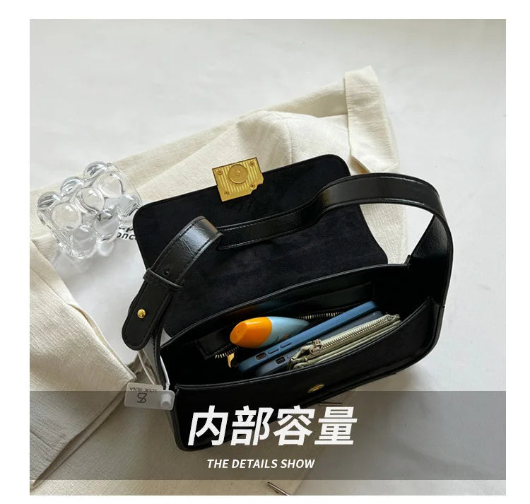 Suede Women's Shoulder Bag Retro Lock Crossbody Bag Handbag