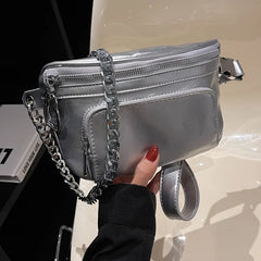 Leather Waist Bag Women High Fanny Pack Female Chest Bags Belt Bag