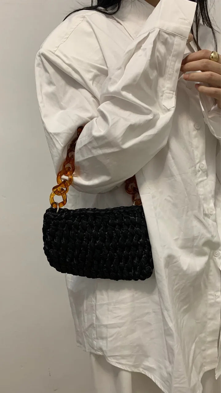 Acrylic Chain Crossbody Bag Flap Handbag for Women