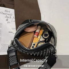 Women Chest Bag Tassel PU Leather Large Capacity Crossbody Chest Bag Zipper Bag