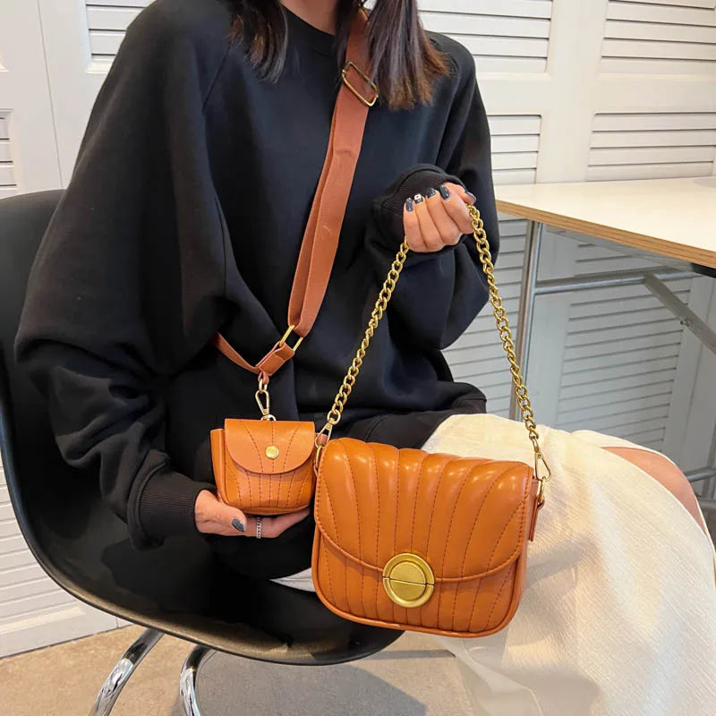 2 Pc Set Crossbody Bags For Women - Long Strap Satchel Lady Tote