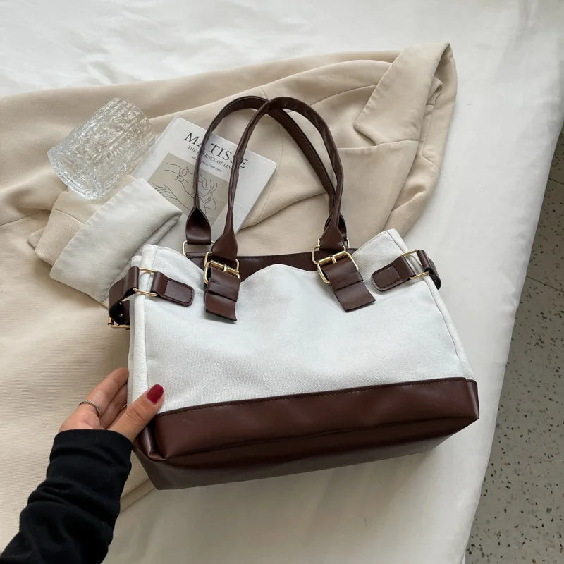 Women's Large Canvas Shopper Tote Bag