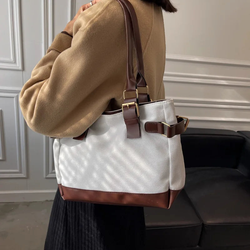Women's Large Canvas Shopper Tote Bag