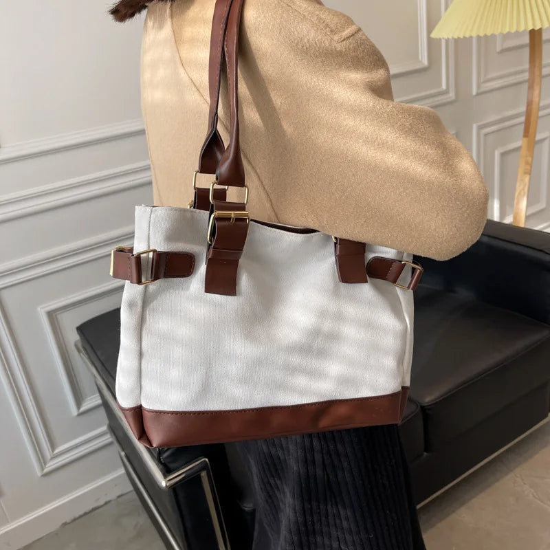Women's Large Canvas Shopper Tote Bag