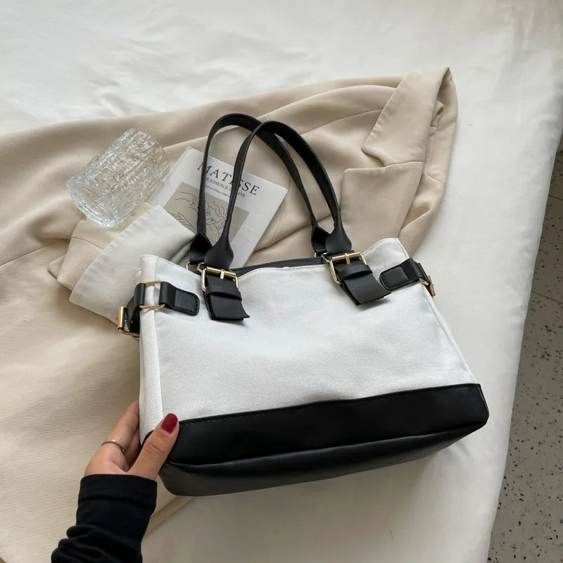 Women's Large Canvas Shopper Tote Bag
