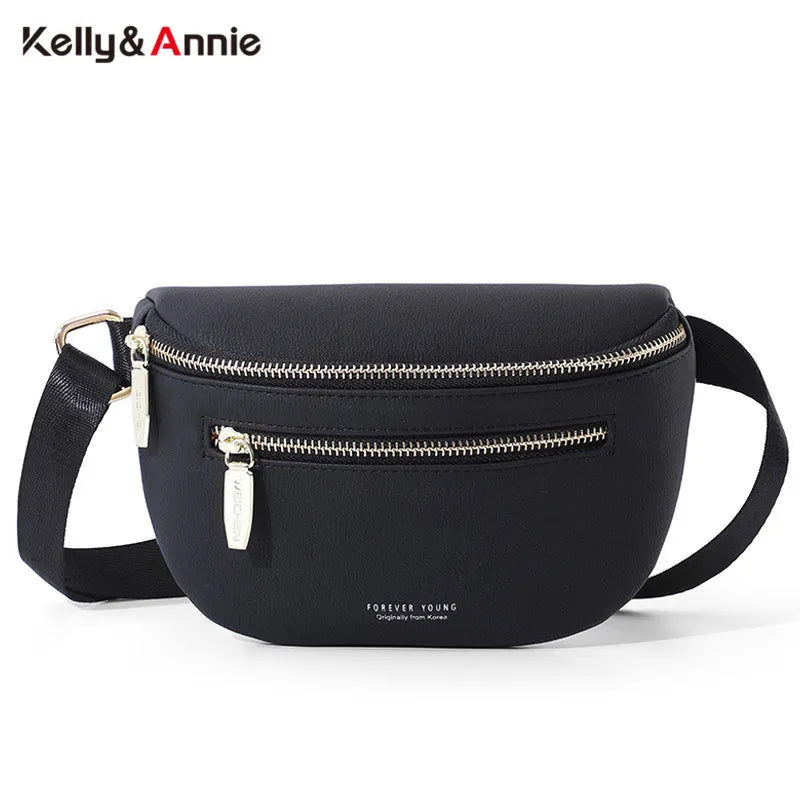 Women Waist Bag Pu Leather Chest Bag Female Fanny Pack Ladies Crossbody Shoulder