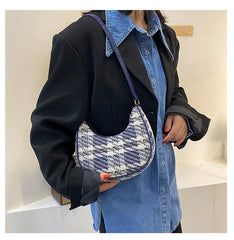 Wool Half Moon Crossbody Bag for Women