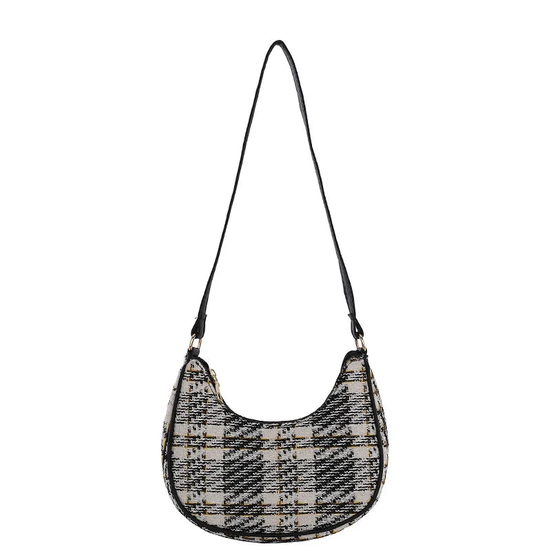 Wool Half Moon Crossbody Bag for Women