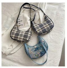 Wool Half Moon Crossbody Bag for Women