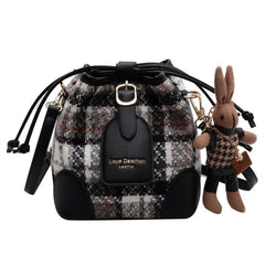 Woolen Cloth Women's Shoulder Bag Lock Crossbody Bag