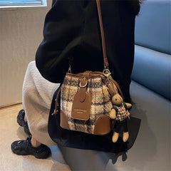 Woolen Cloth Women's Shoulder Bag Lock Crossbody Bag