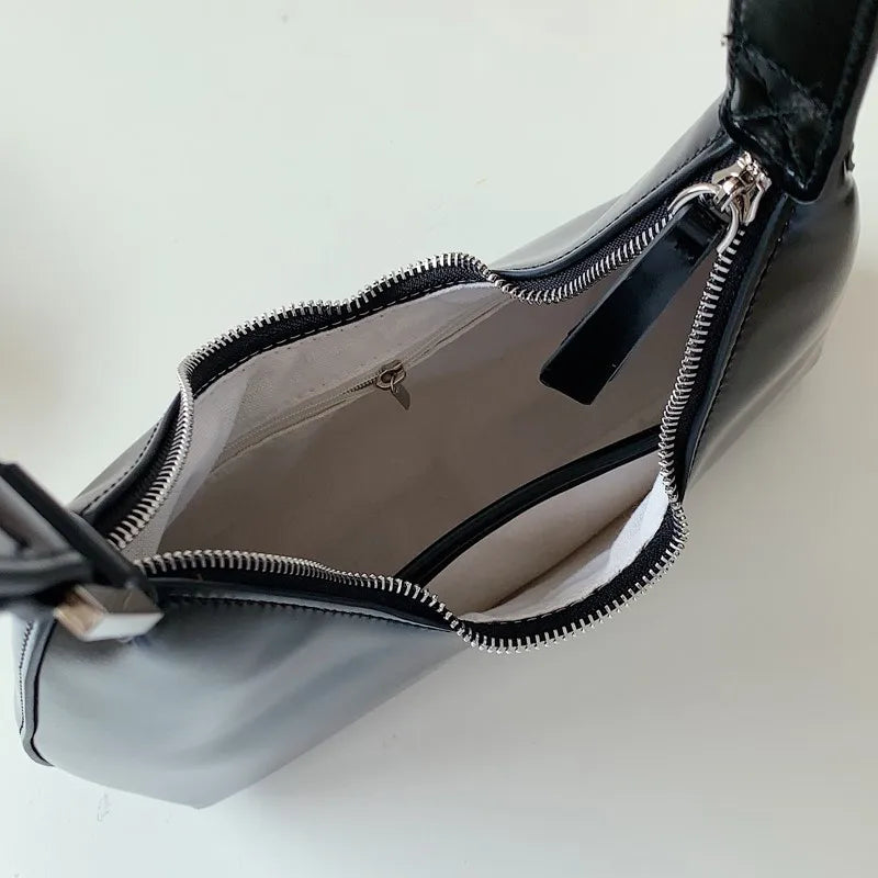 Zipper Handbags for Women PU Leather Casual Shoulder Bag