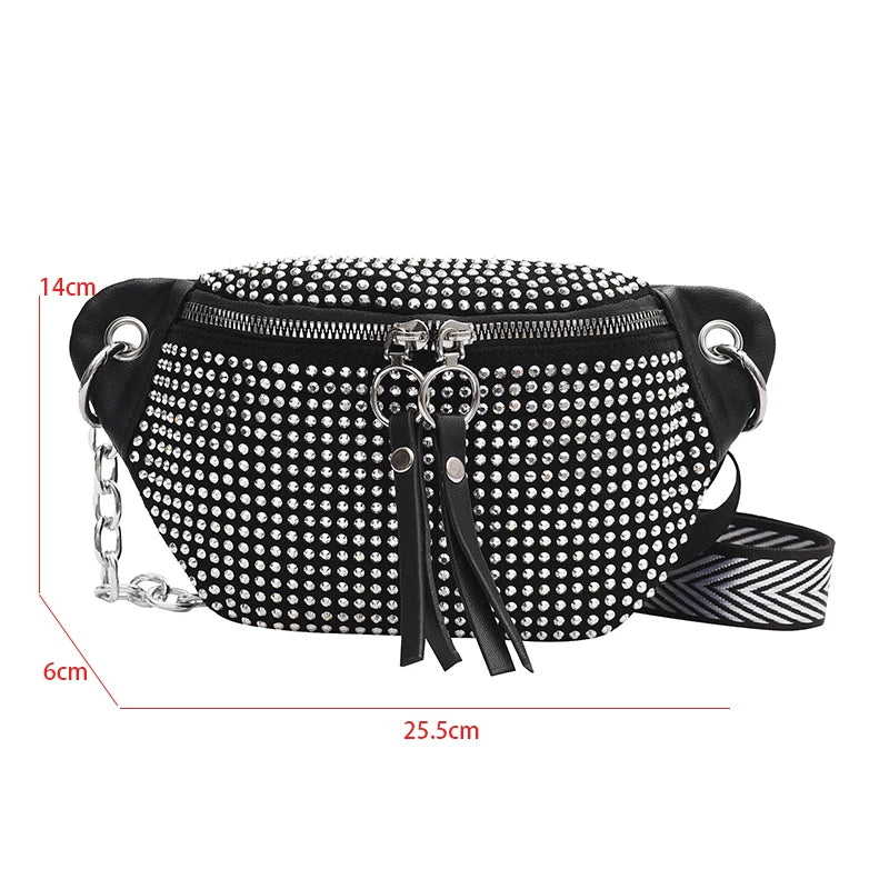 Diamond Studded Women's Fanny Pack Belt Bag