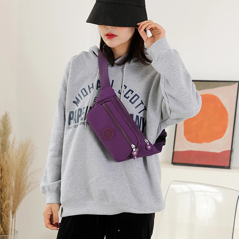 Women's Nylon Waist Pack Casual Travel Shoulder Purse