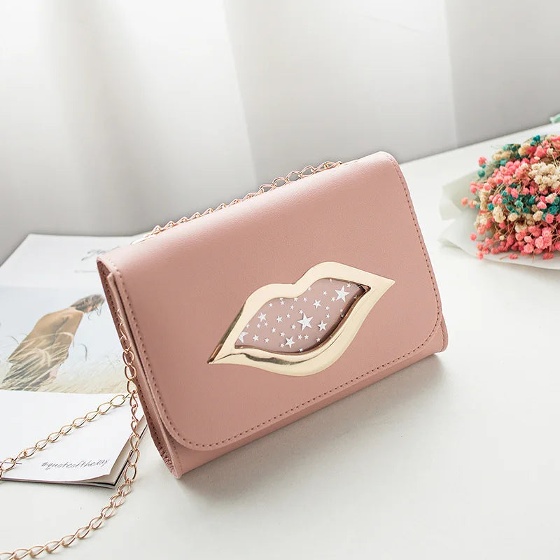 Big Lips Shoulder Bag for Women Stars Leather Change Purse Female Crossbody Mess